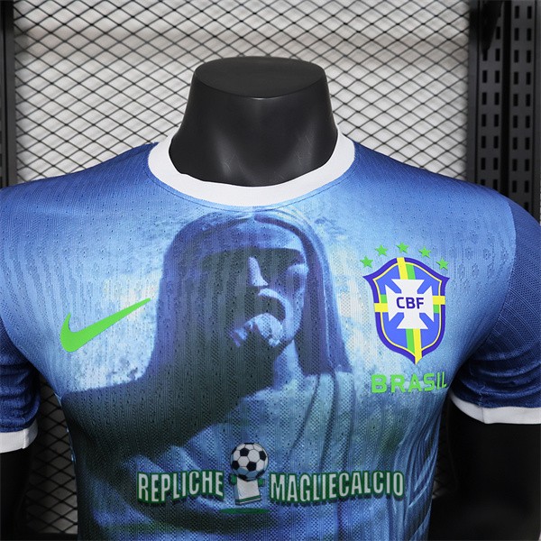 maglia brasile edizione speciale versione player blu jesus 2024-2025 - immagine 2