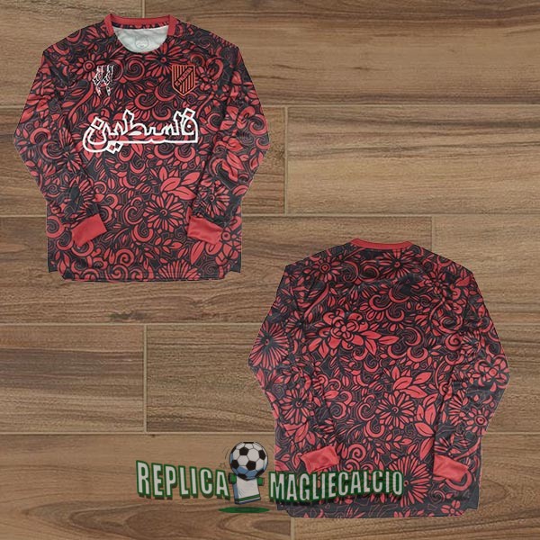 maglia stato di palestina manica lunga edizione speciale nero rojo 2025-2026
